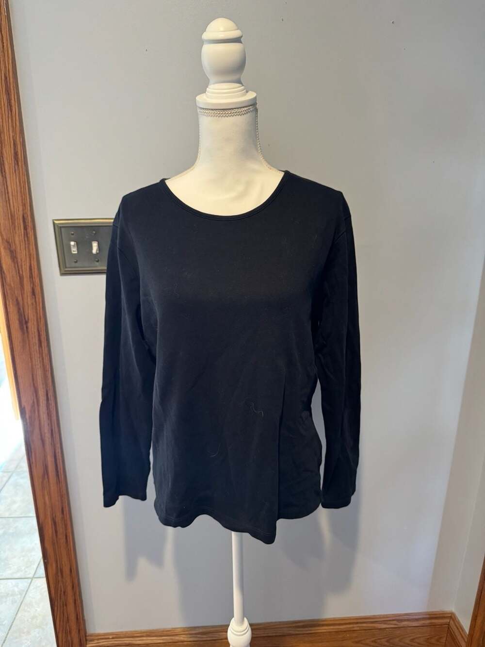 Croft & Barrow Crewneck Long Sleeve T-Shirt Size XL Black Pima Cotton